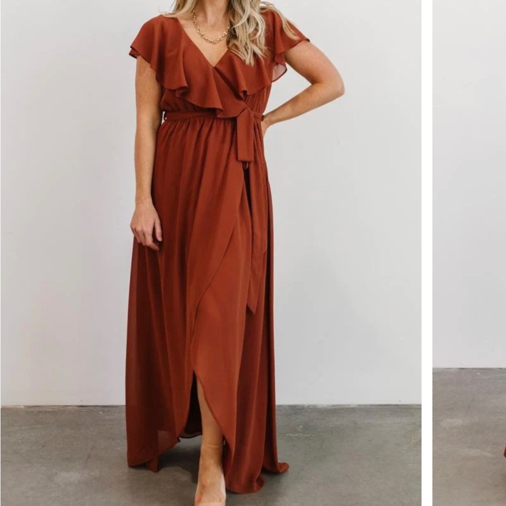 Katya Ruffle Maxi Dress color Rust -Medium - Picture 5 of 5